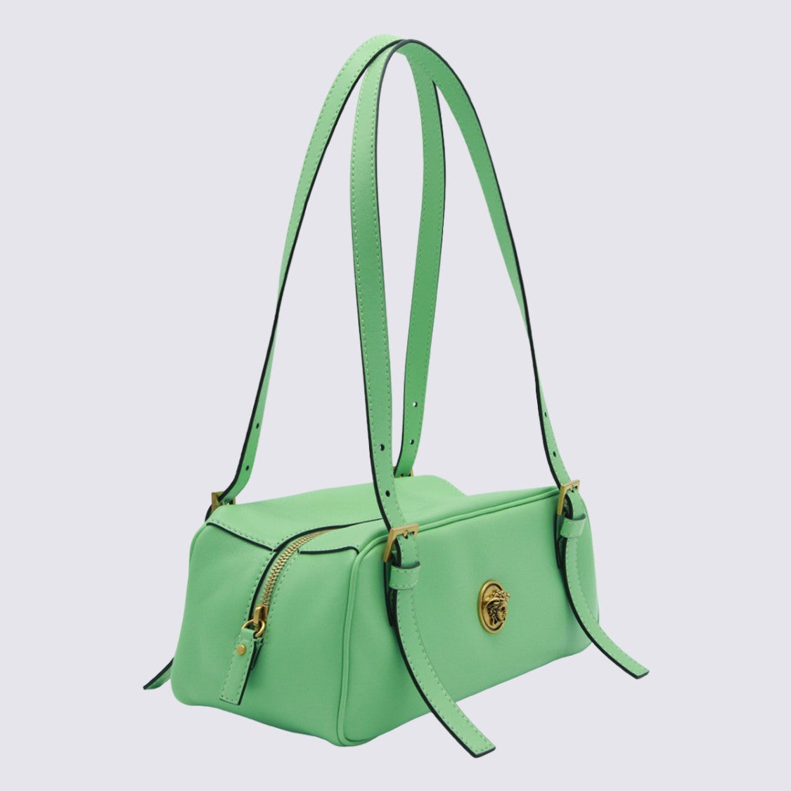 Versace Rectangular Mint Green Bag With Gold Accents