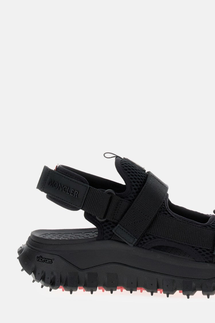 Moncler Double Front Strap Black Vela Sandals With Chunky Sole