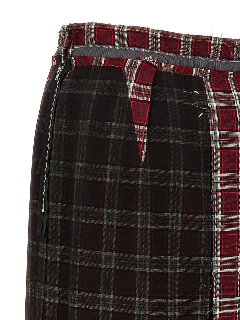 Maison Margiela Checked Wool Blend 'Rovesciato' Skirt