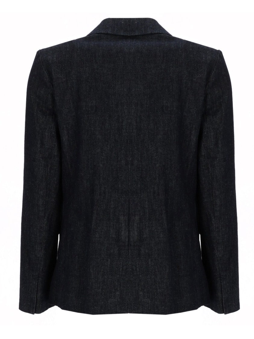 Max Mara Tailored Black Jacket With Notched Lapel And Textured Finish