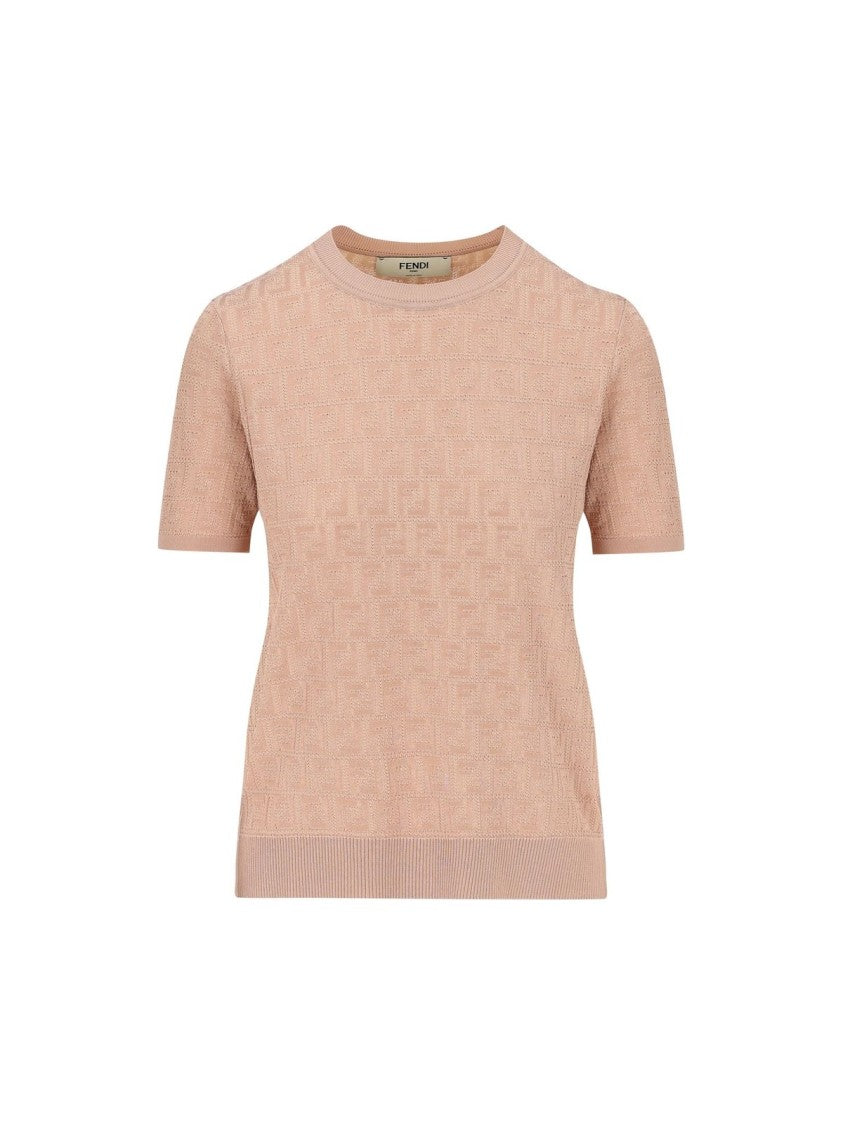 Fendi Relaxed Fit Classic Knit Sweater In Soft Pink