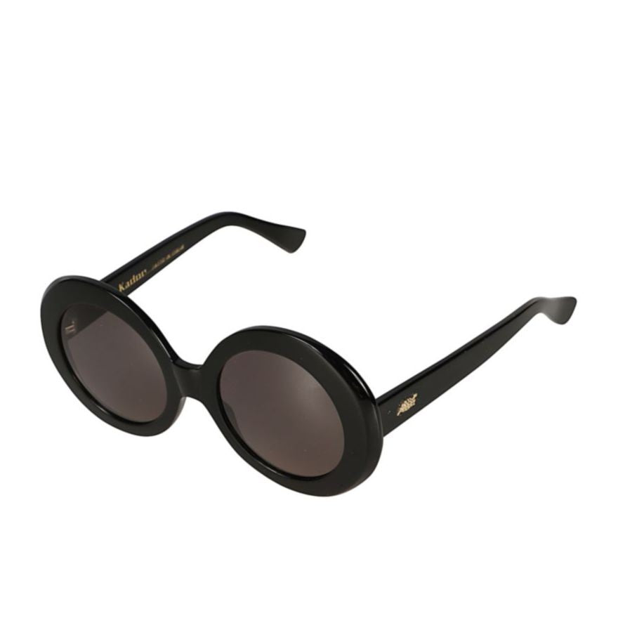 Kador Audrey Round Lens Sunglasses With Glossy Black Frames