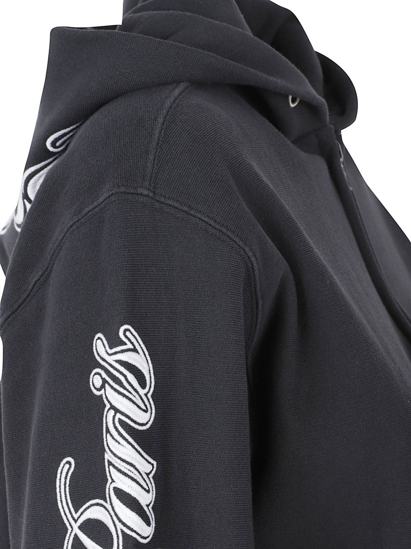 Balenciaga Zip-Up Knit Sweater With Cursive Embroidery