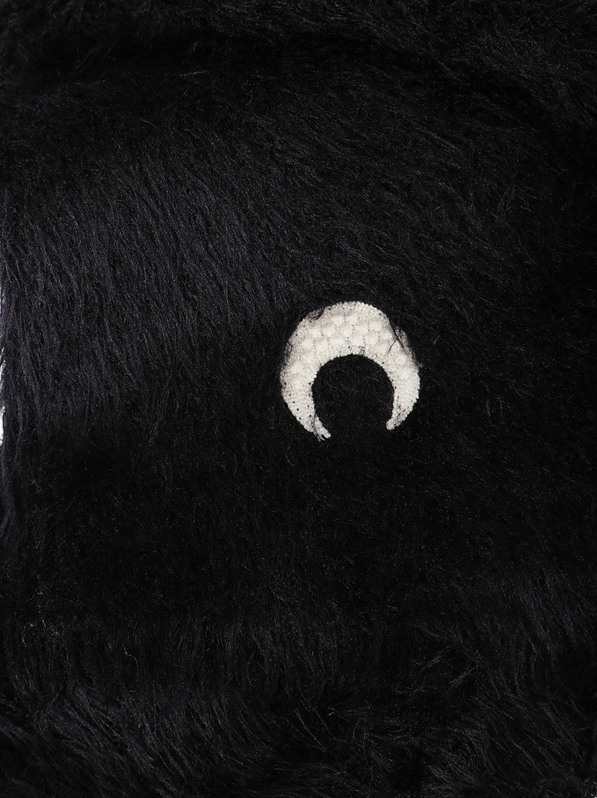 Marine Serre Crescent Moon Logo Plush Black Scarf
