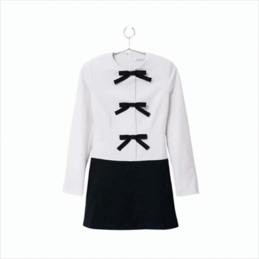 Sandy Liang Fitted Two-Tone Mini Dress With Bow Accents