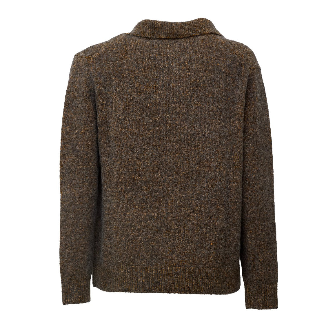 Amaranto Buttonless Long-Sleeve Polo Shirt With Textured Knit Details