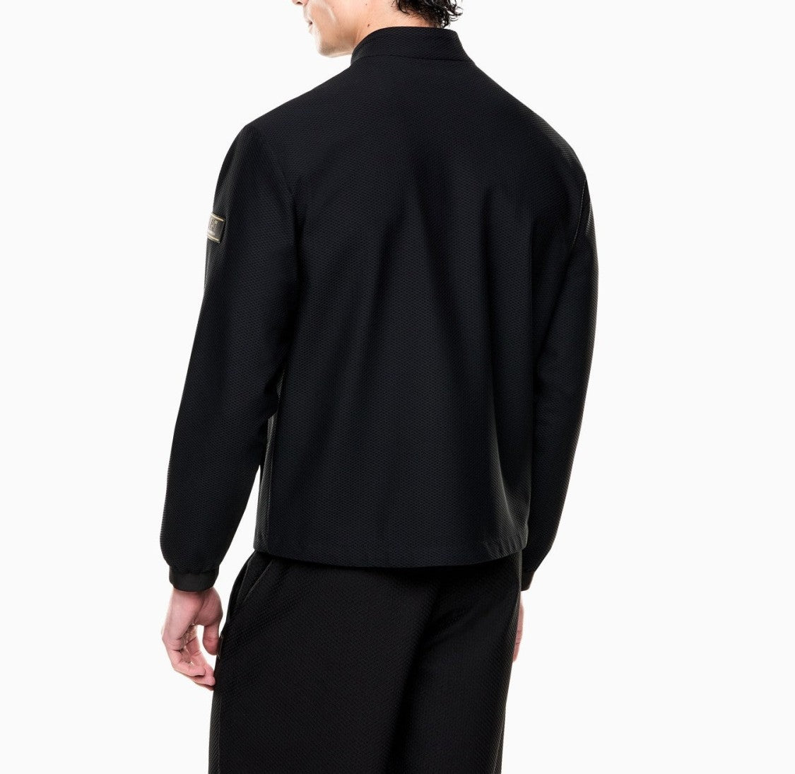 Ea7 Emporio Armani Regular Fit Black Bomber Jacket With Subtle Logo