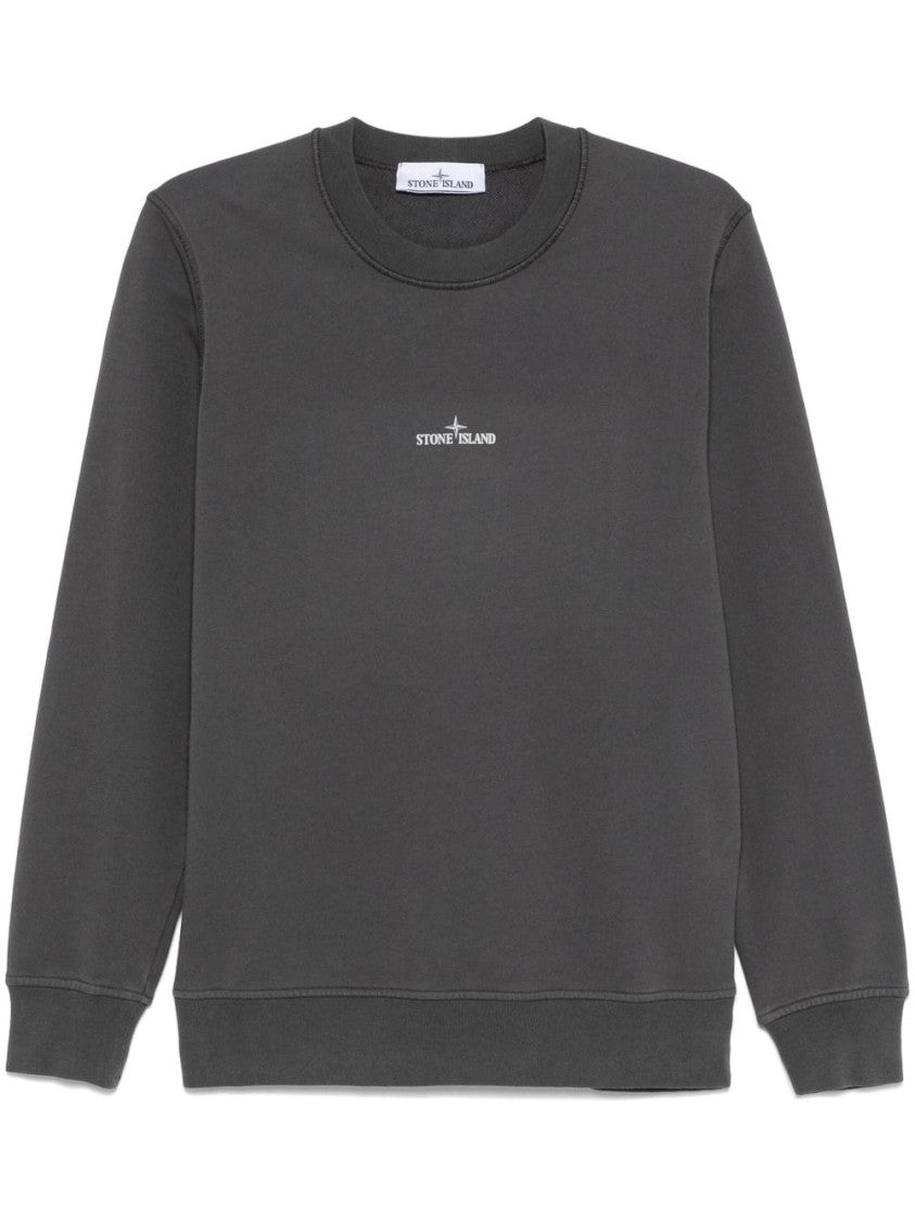 Stone Island Grey Soft Cotton Fleece Sweatshirt