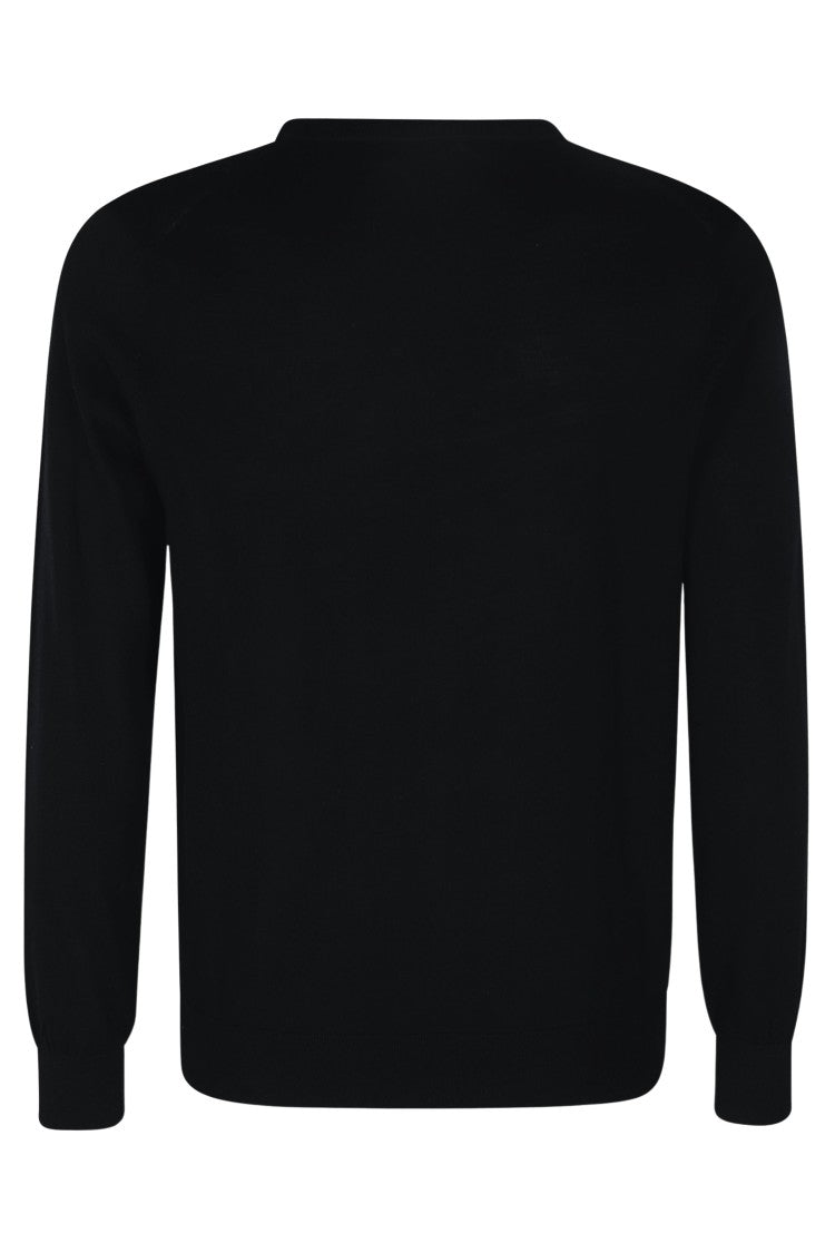 Kangra Black Single Thread Ribbed Trim Cotton Sweater