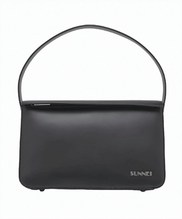 Sunnei Structured Black Cow Leather Tote Bag