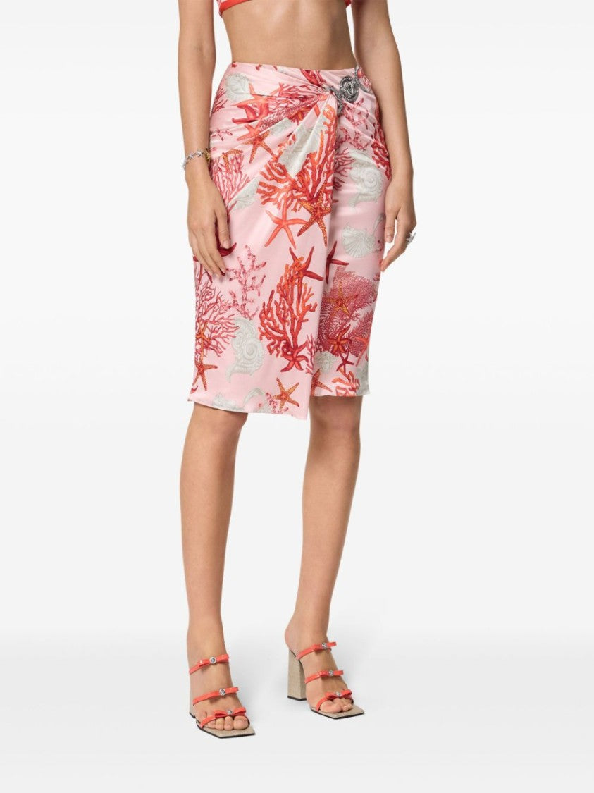 Versace Medusa Plaque Detail Wraparound Skirt