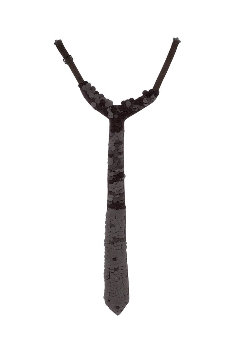 Parosh Brown Sequin Embellished Fabric Tie