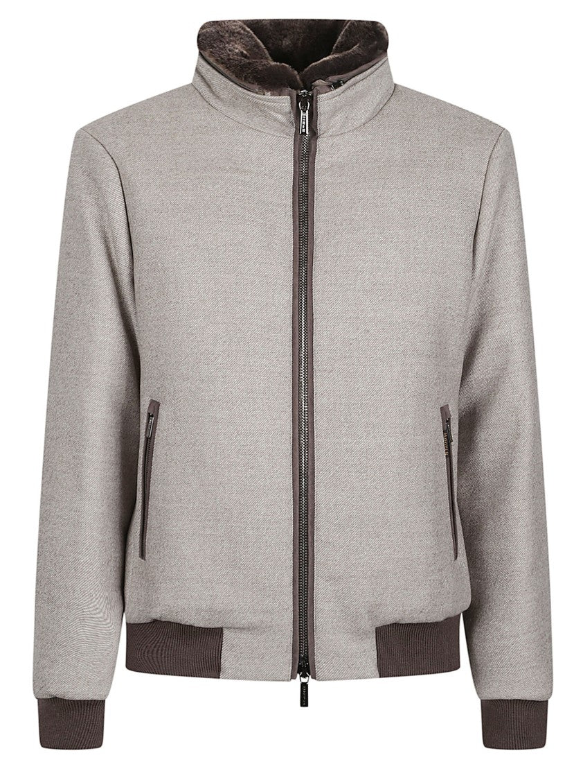 Moorer Bellati-Lp Grey Virgin Wool Bomber Jacket