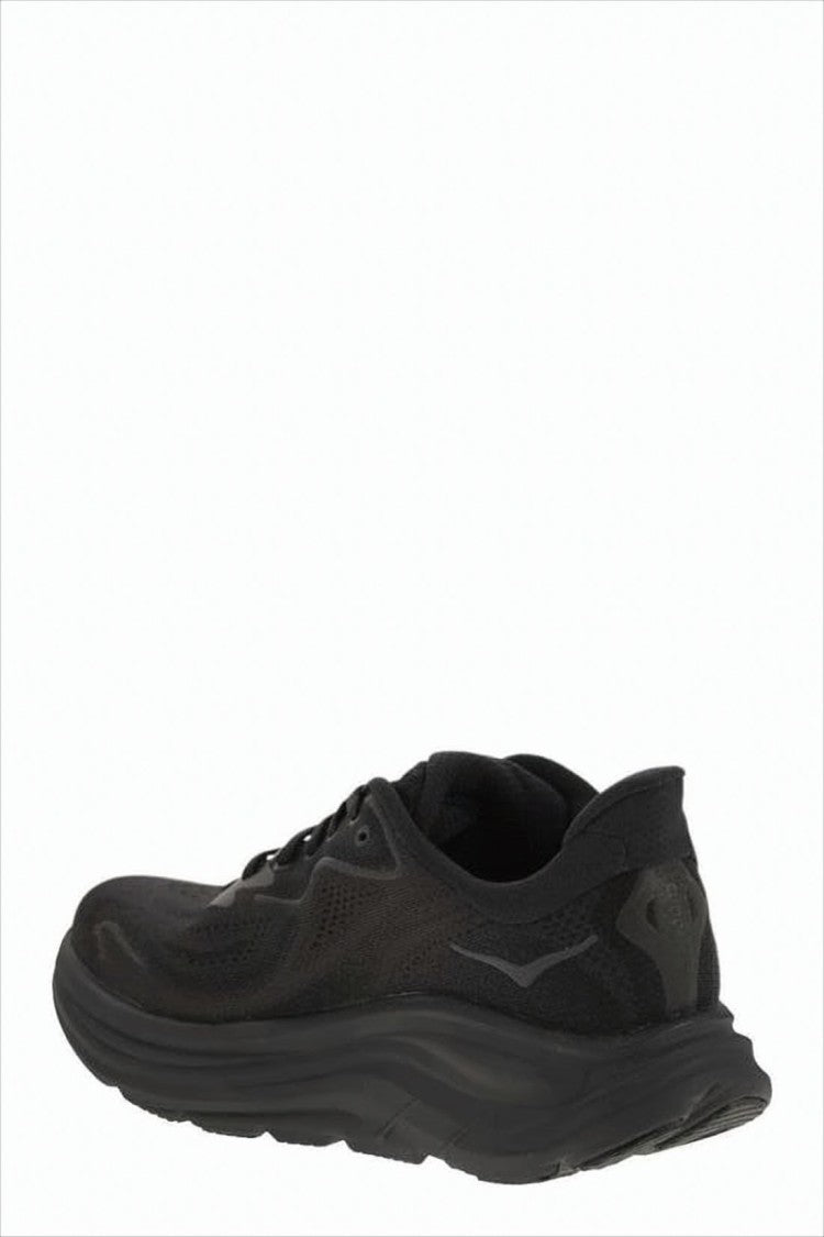 Hoka All-Black Breathable Mesh Sneakers With Cushioned Rubber Sole