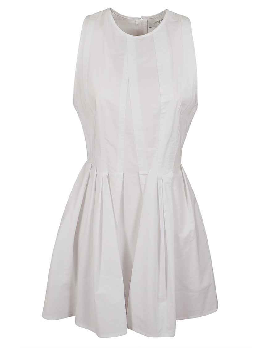 Max Mara Washed Cotton Canvas Mini Dress With Fitted Bodice