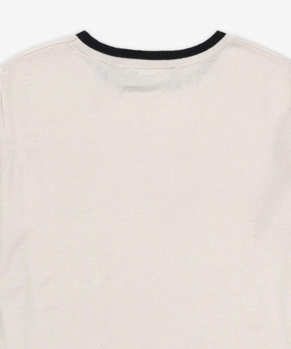 Max Mara Short-Sleeved Wool Sweater With Contrasting Trim