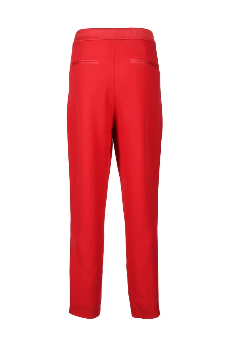 Costume National C. Straight-Leg Red Trousers With Adjustable Drawstring And Zippered Pockets