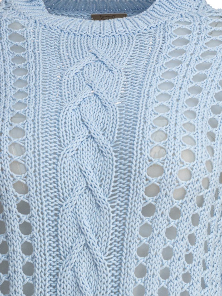 Rakki' Intricately Textured Light Blue Knit Sweater