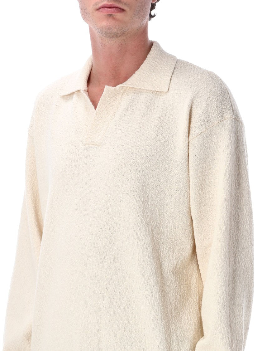 Roberto Collina Irregular Texture Cotton Polo Sweater