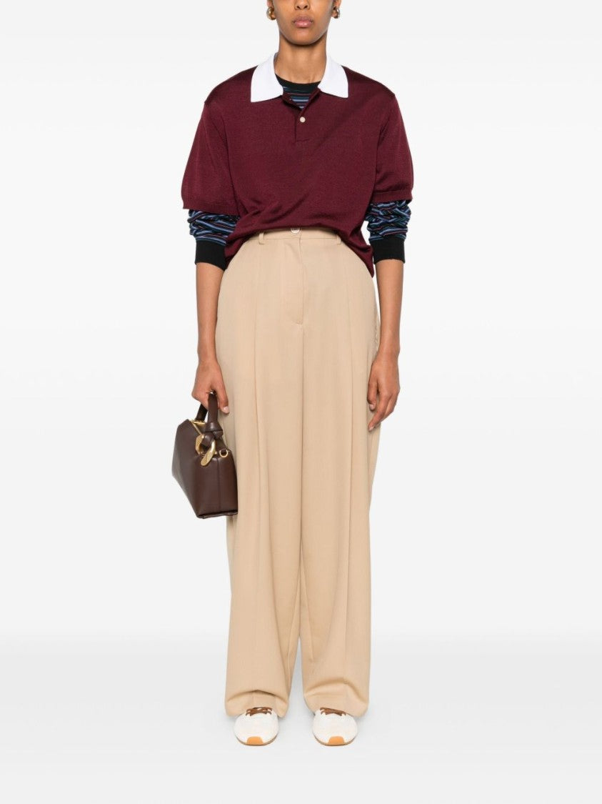 Marni High-Waist Brown Wide-Leg Trousers With Front Pleats