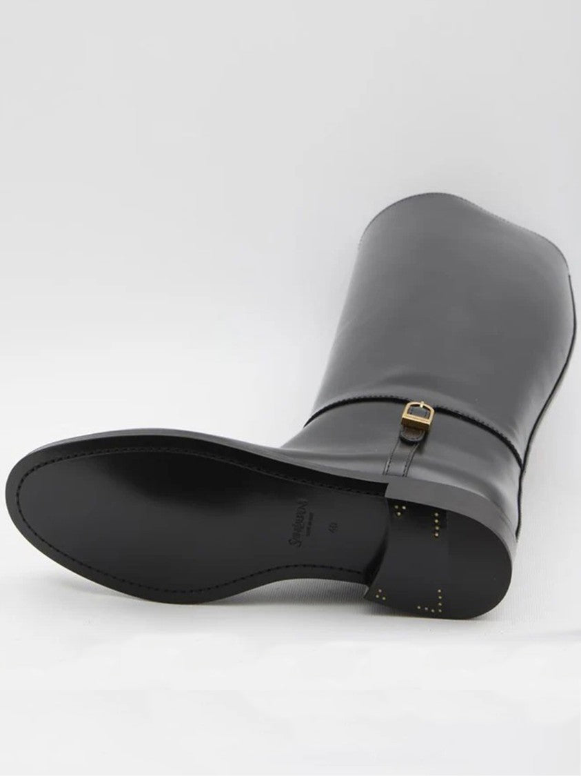 Saint Laurent Black Julia 25 Leather Boots