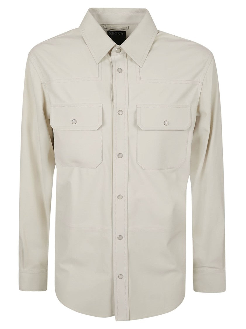 Zegna Button-Down Shirt With Two Chest Pockets