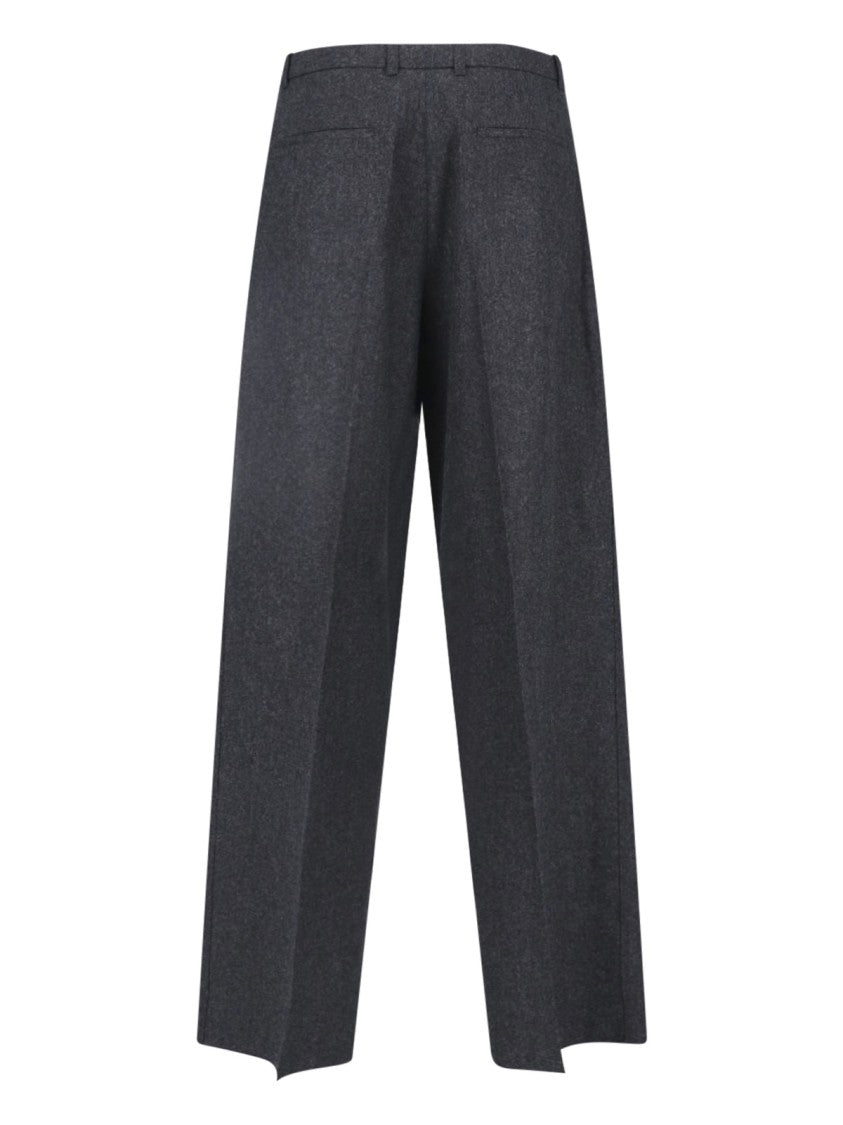 Jil Sander Gray High-Waisted Straight-Leg Wool Pants
