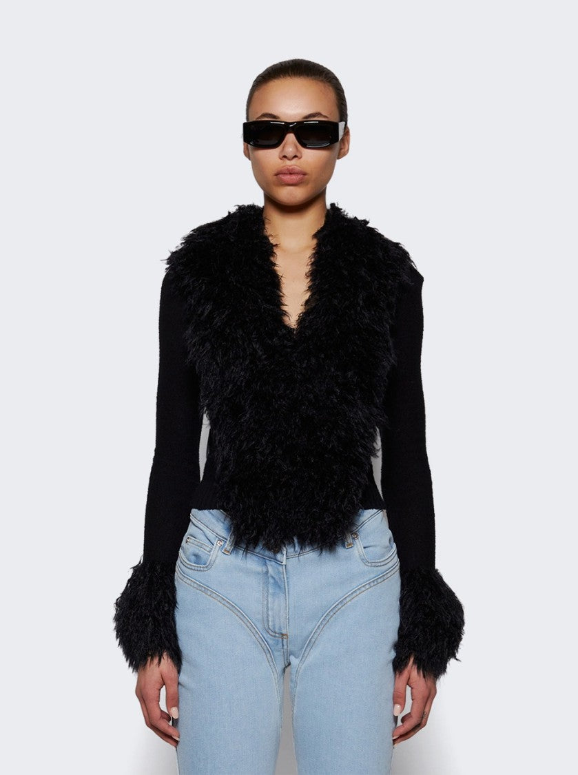 Marine Serre Wild Puffy Knit Cardigan Black