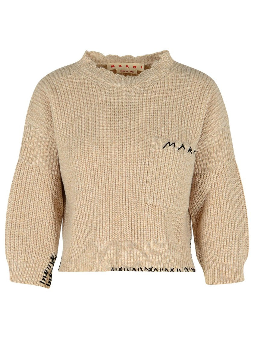 Marni Beige Mouliné Virgin Wool Sweater