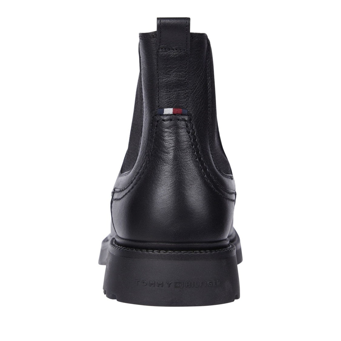 Tommy Hilfiger Black Sleek Elastic Side Panel Leather Chelsea Boots