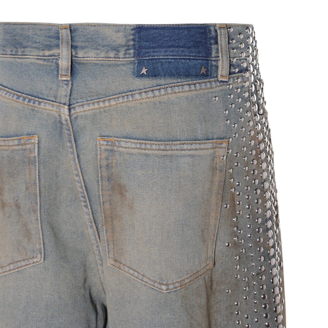Golden Goose Distressed Light Blue Jeans With Silver-Tone Studs
