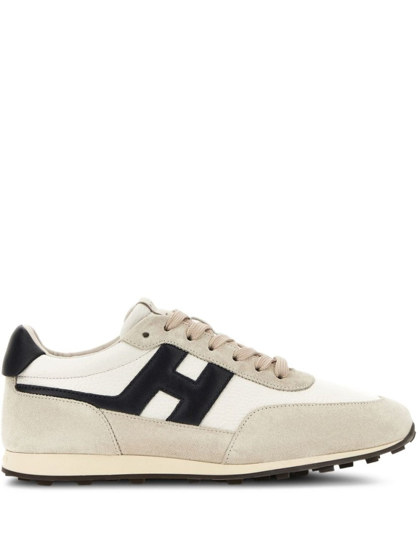 Hogan White Silk And Nylon Panel Sneakers