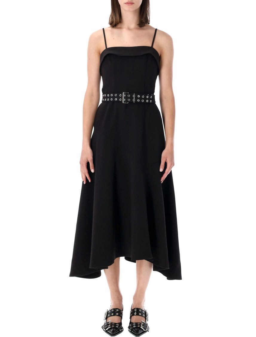 Ganni Asymmetric Midi Fitted Bodice Dress