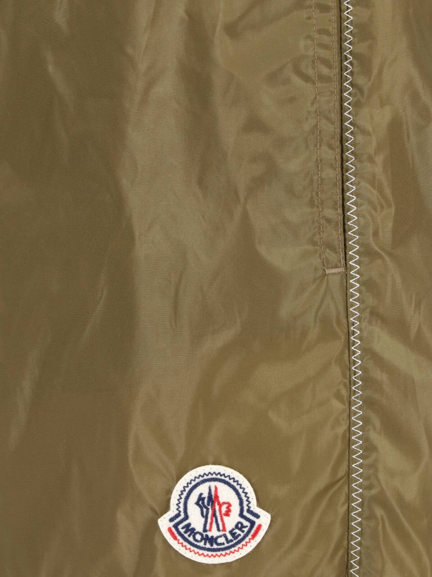 Moncler Olive Green Mid-Rise Swim Shorts