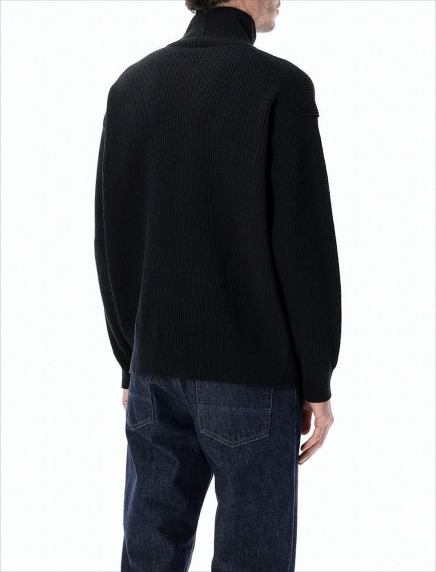 Auralee Ribbed Knit Turtleneck Sweater With High Collar