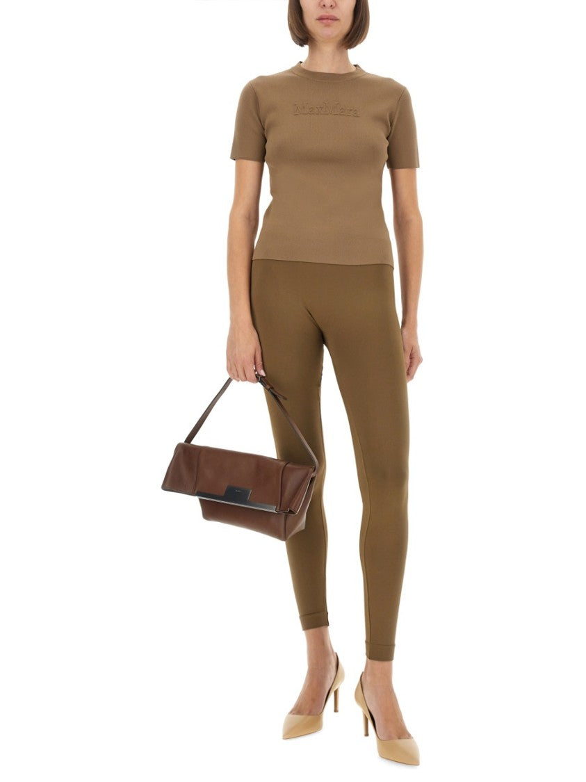Max Mara Adelio Slim-Fit Brown Viscose-Blend T-Shirt