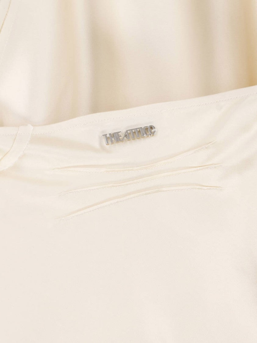 The Attico Cream Drape-Detail Zip-Side Viscose Midi Skirt