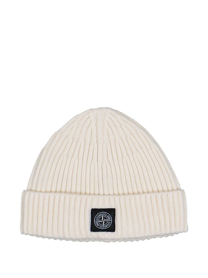 Stone Island Ribbed Knit Hat With Folded Cuff