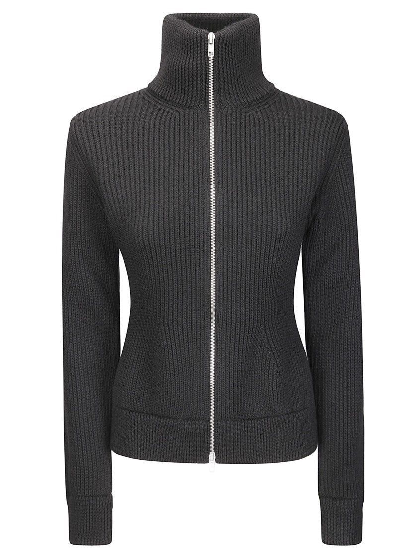 Maison Margiela Ribbed Knit Cardigan With High Turtleneck And Double-Slider Zipper