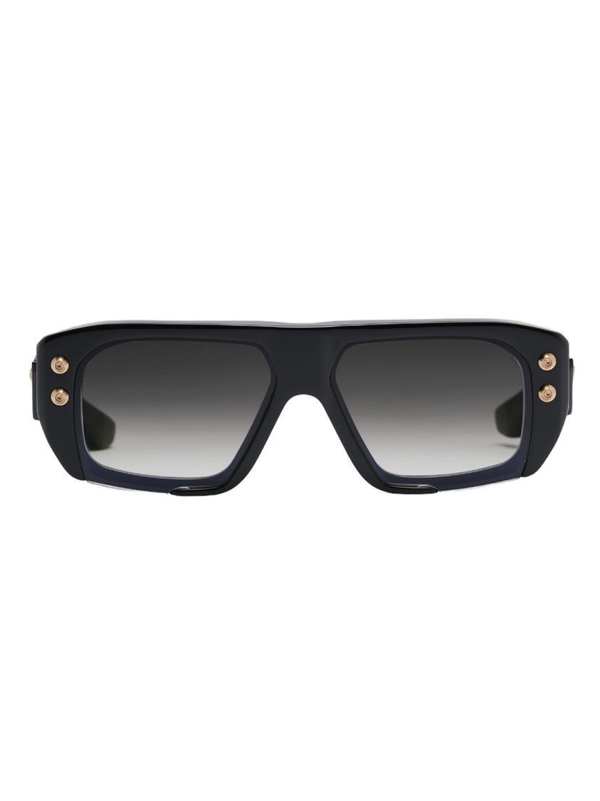 Dita Angular Black Acetate Sunglasses With Gold Accents