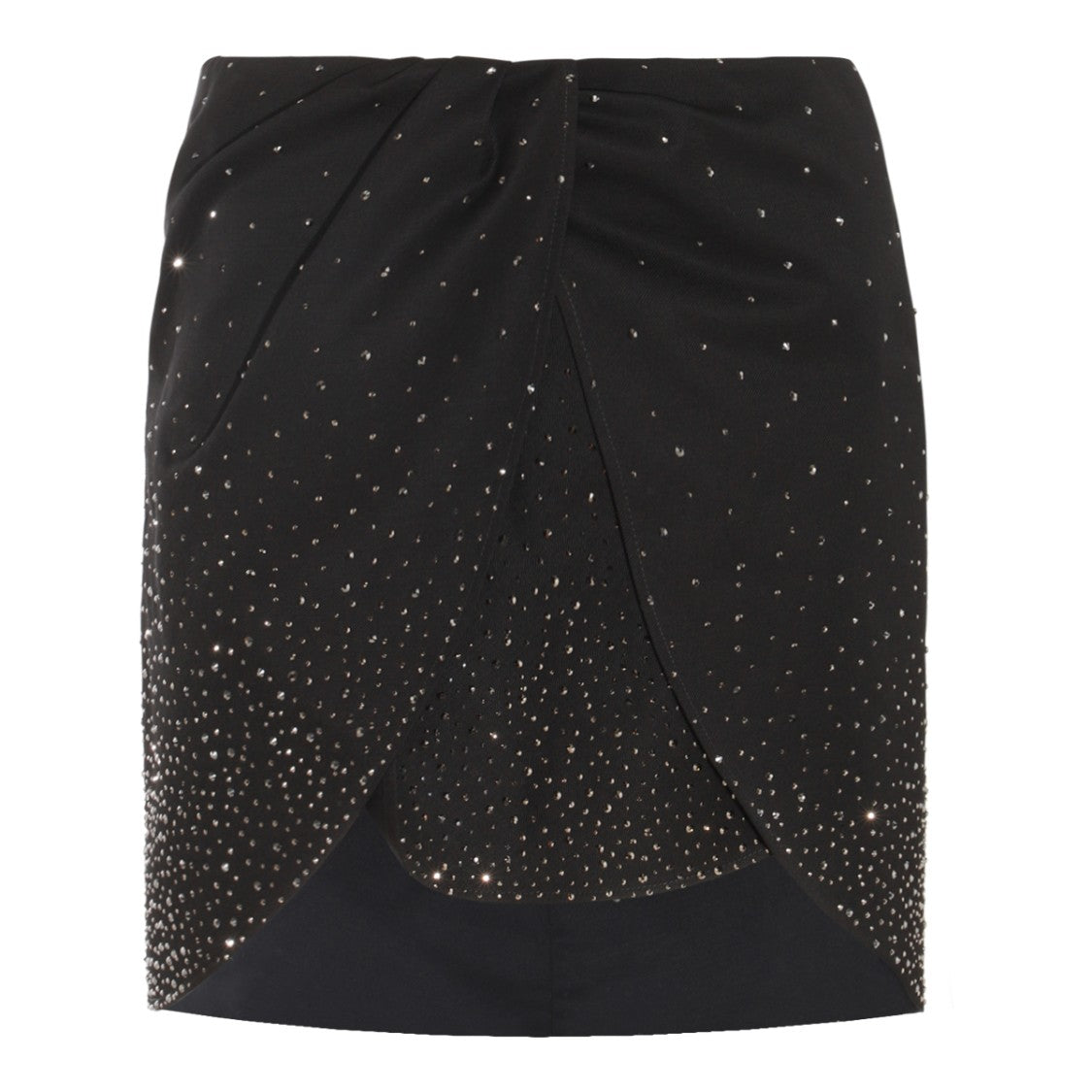 Off-White Black Wool Layered Design Mini Skirt