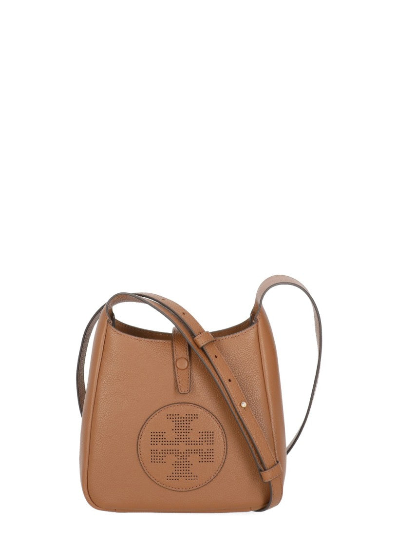 Tory Burch Brown Structured Adjustable Strap Leather Shoulder Bag