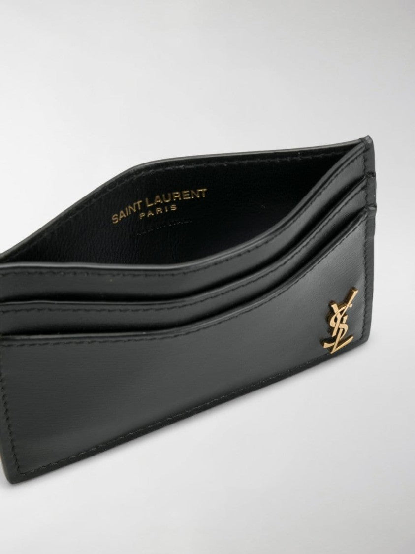 Saint Laurent Smooth Black Leather Cardholder