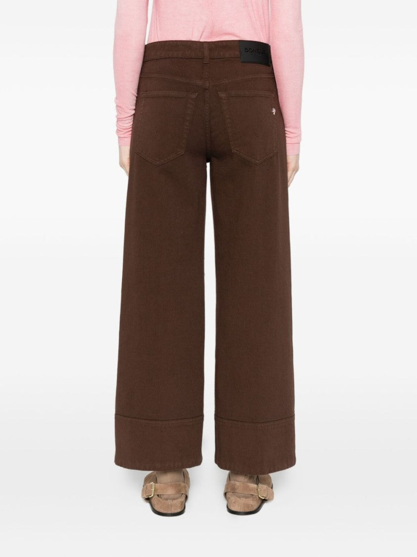 Dondup Wide-Leg Brown Jeans With High Waist