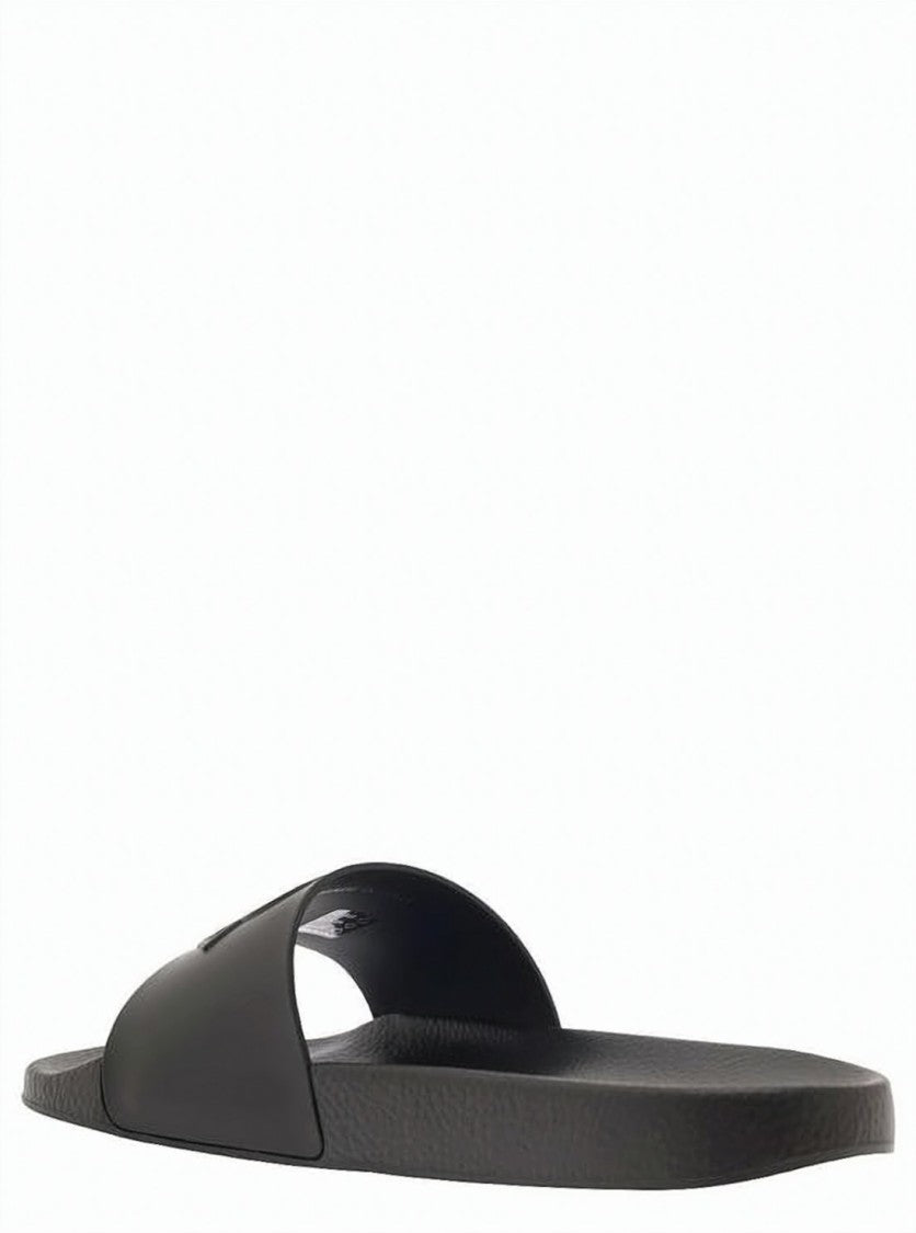 Moncler Black Rubber Slide Sandal With Raised Emblem Detail