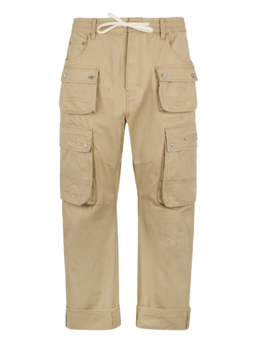 Dsquared2 Beige Brown Drawstring Cuffed Hem Trousers