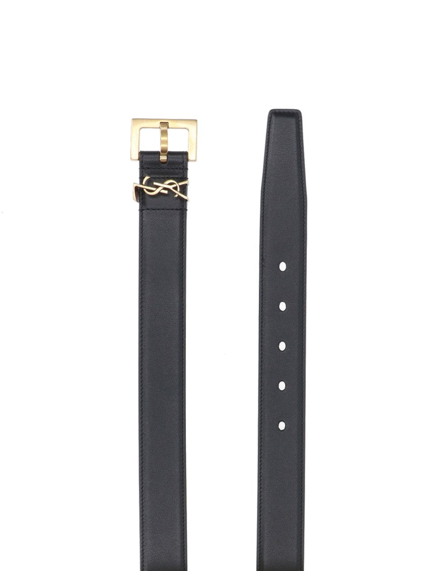 Saint Laurent Black Calf Leather Belt