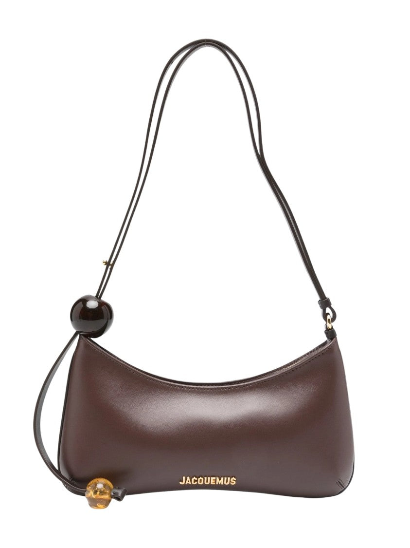 Jacquemus Sculpted Shoulder Bag With Curved Silhouette And Elegant Bead Accents