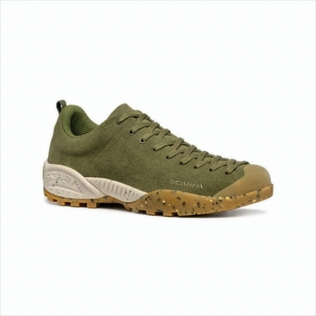 Scarpa Olive Green Suede Sneakers With Textured Rubber Sole
