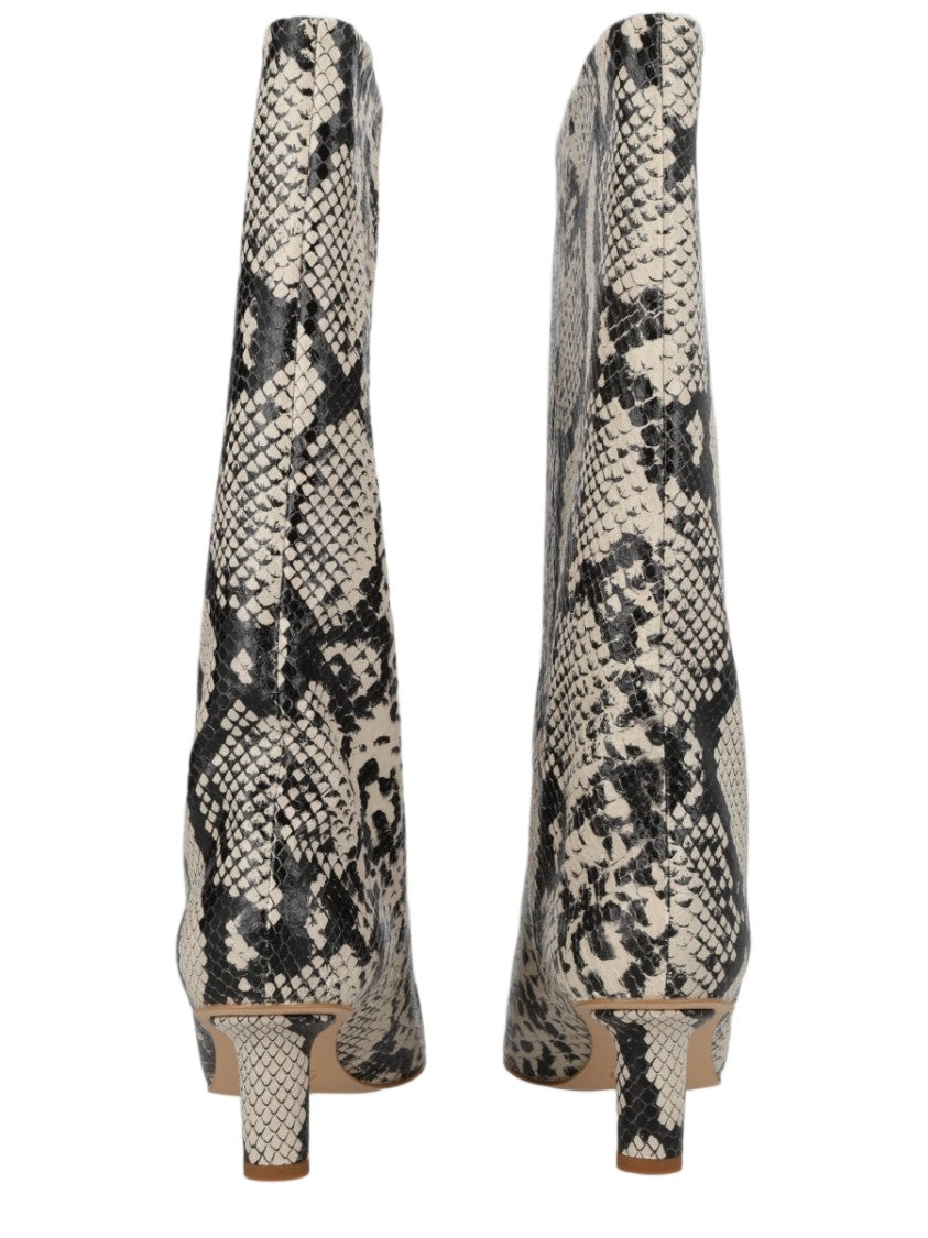 Alysi Animalier Pointed-Toe Block Heel Leather Boots